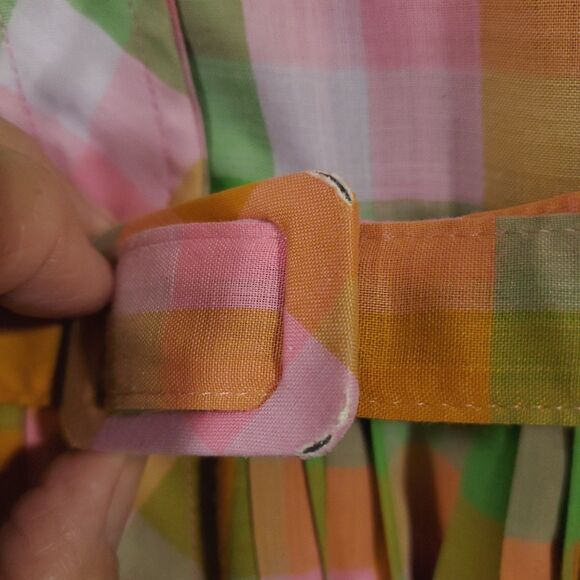 Vintage 1950s Adorable Pastel Plaid Cotton Fitted Full Skirt Shirtwaist Dress - Picture 11 of 16
